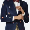 Christmas Tuxedo Blue Velvet Blazer Front Image