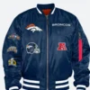 Denver Broncos Bomber Navy Blue Jacket Front Image