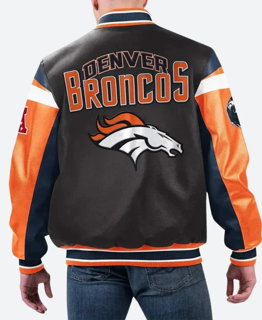 Denver Broncos Leather Jacket Back Image