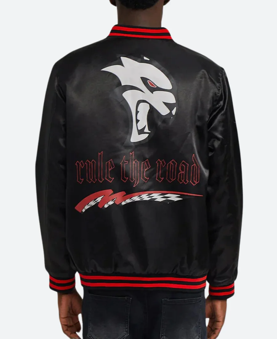 Dodge II SRT Hellcat Black Varsity Jacket Back Image