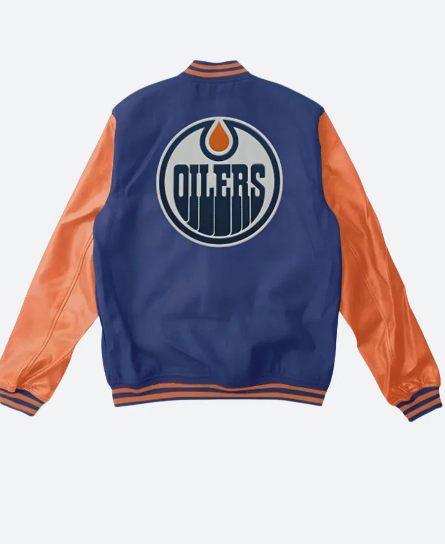 Edmonton Oilers Varsity Jacket Back Image