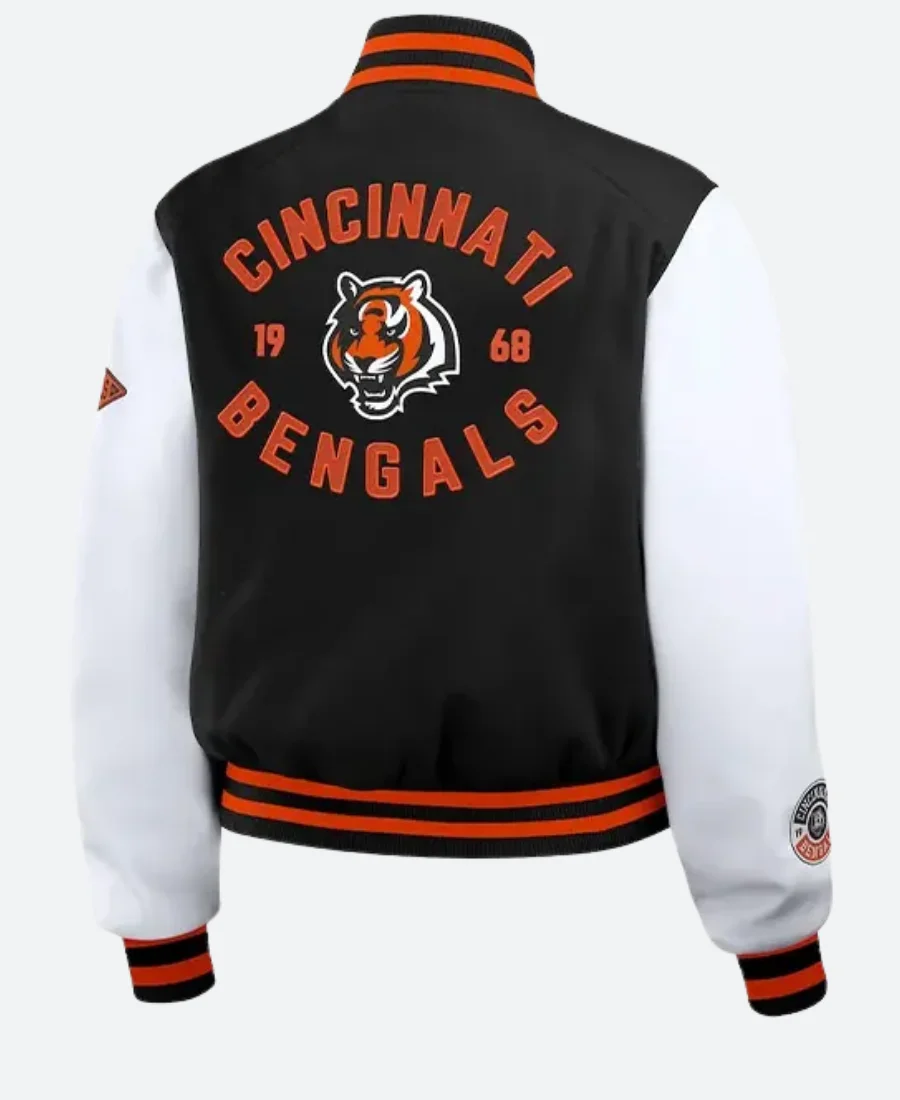 Erin Andrews Cincinnati Bengals Varsity Jacket Back Image