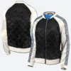 Erin Andrews Detroit Lions Black Quilted Jacket Front & Back Image