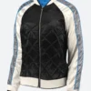 Erin Andrews Detroit Lions Black Quilted Jacket Front Image