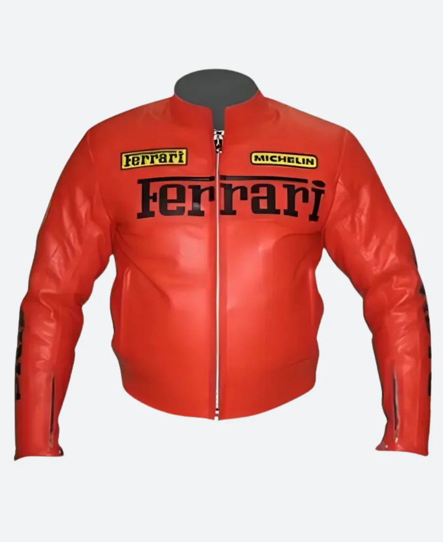 Ferrari Racing Leather Jacket Front Image