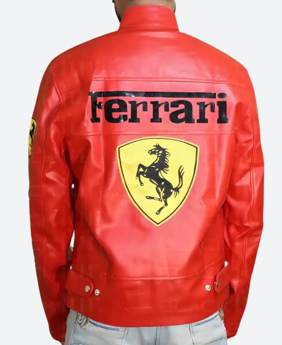 Ferrari Racing Leather Jacket back Image