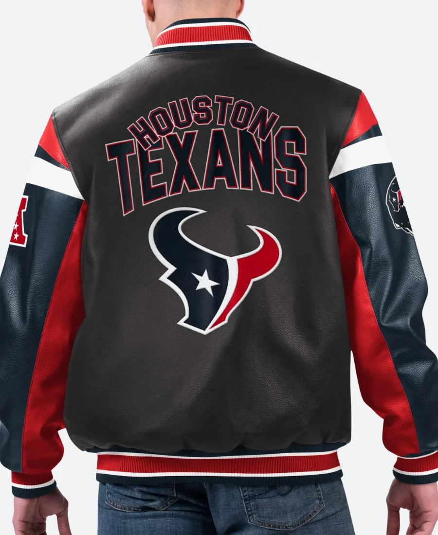 Houston Texans Varsity Leather Jacket Back Image