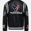 Houston Texans X Jeff Hamilton Varsity Leather Jacket Back Image