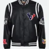 Houston Texans X Jeff Hamilton Varsity Leather Jacket Front Image