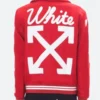 Justin Bieber Red Varsity Jacket Back Image