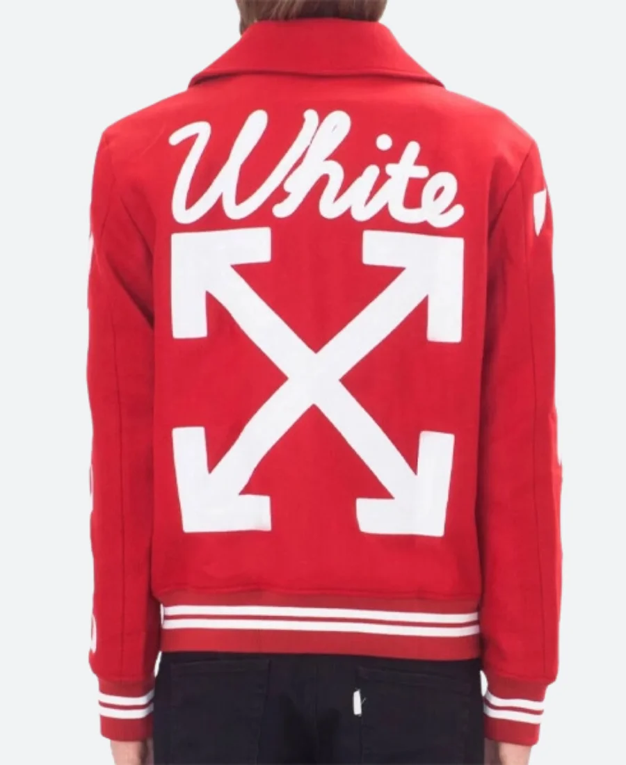 Justin Bieber Red Varsity Jacket Back Image