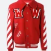 Justin Bieber Red Varsity Jacket Front Image