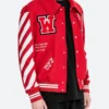 Justin Bieber Red Varsity Jacket Side Image