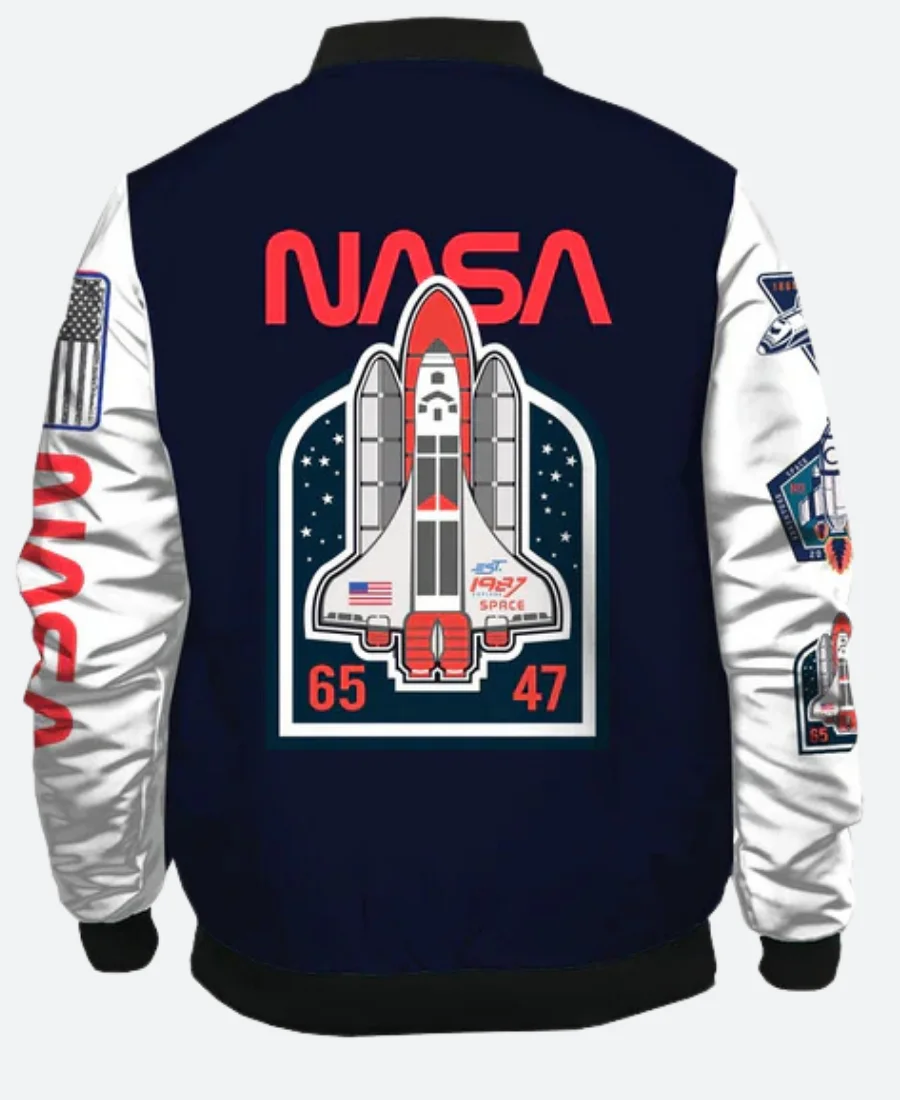 Nasa Navy Blue Varsity Jacket Back Image