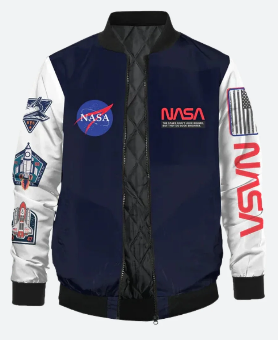 Nasa Navy Blue Varsity Jacket Front Image