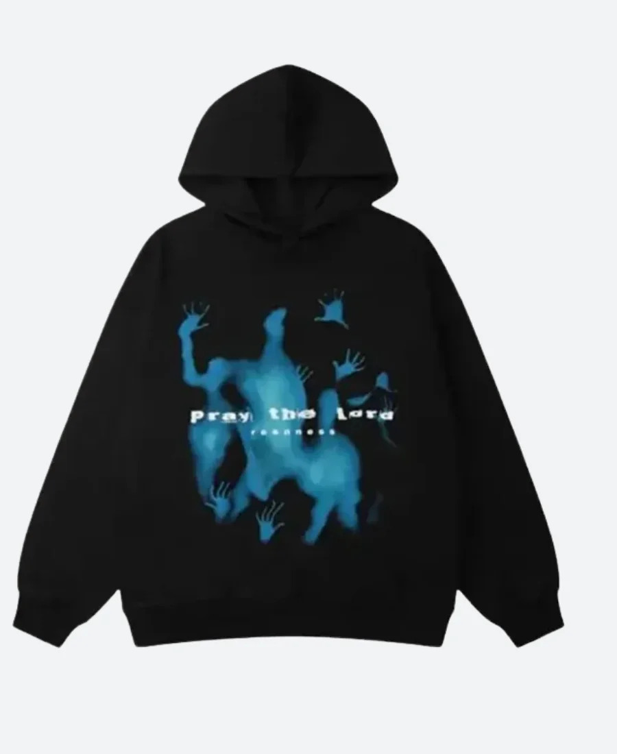 Pray For Lord Blue Souls Black Hoodie Front Image