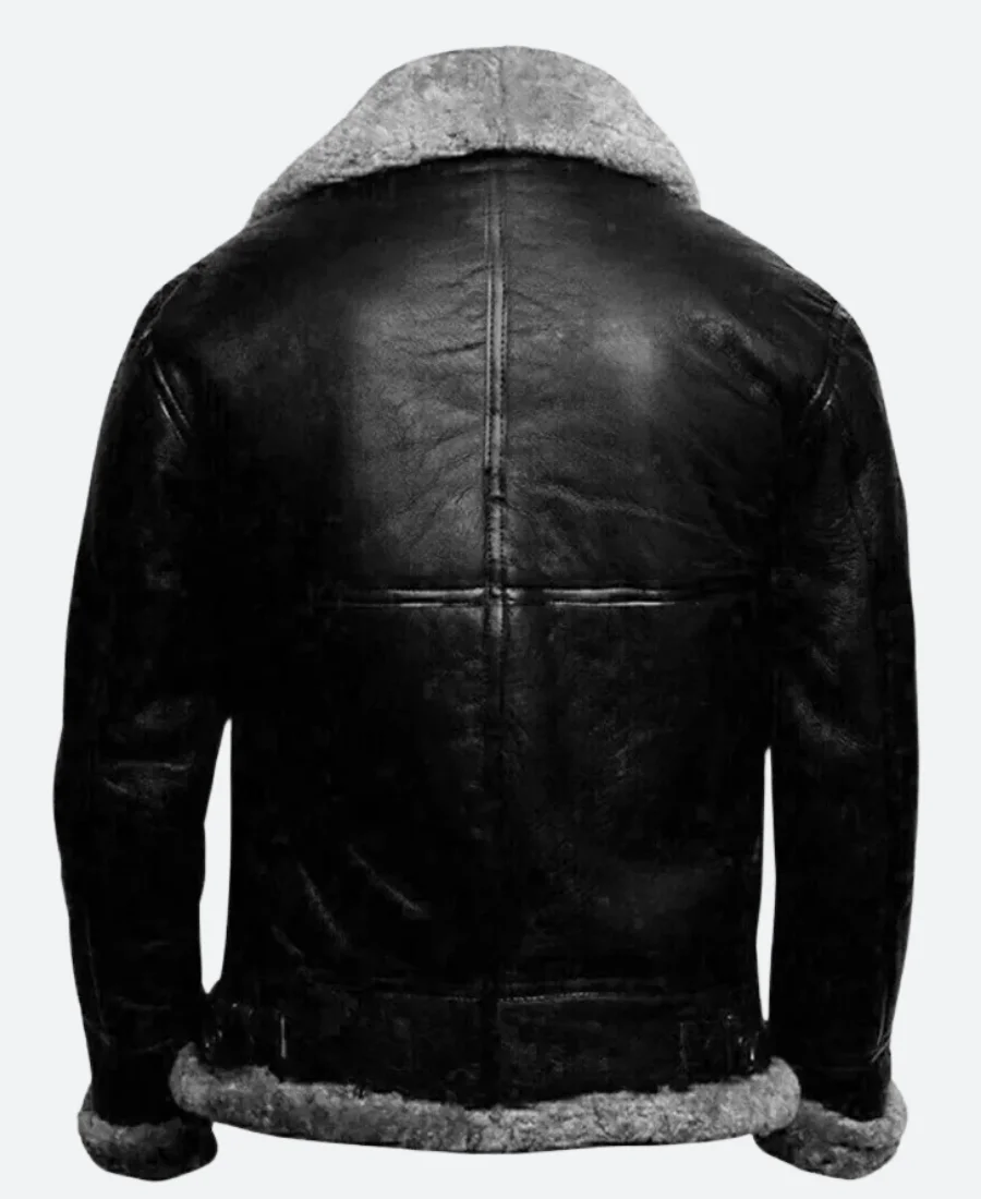 RAF Shearling Leather Aviator Jacket Back Image