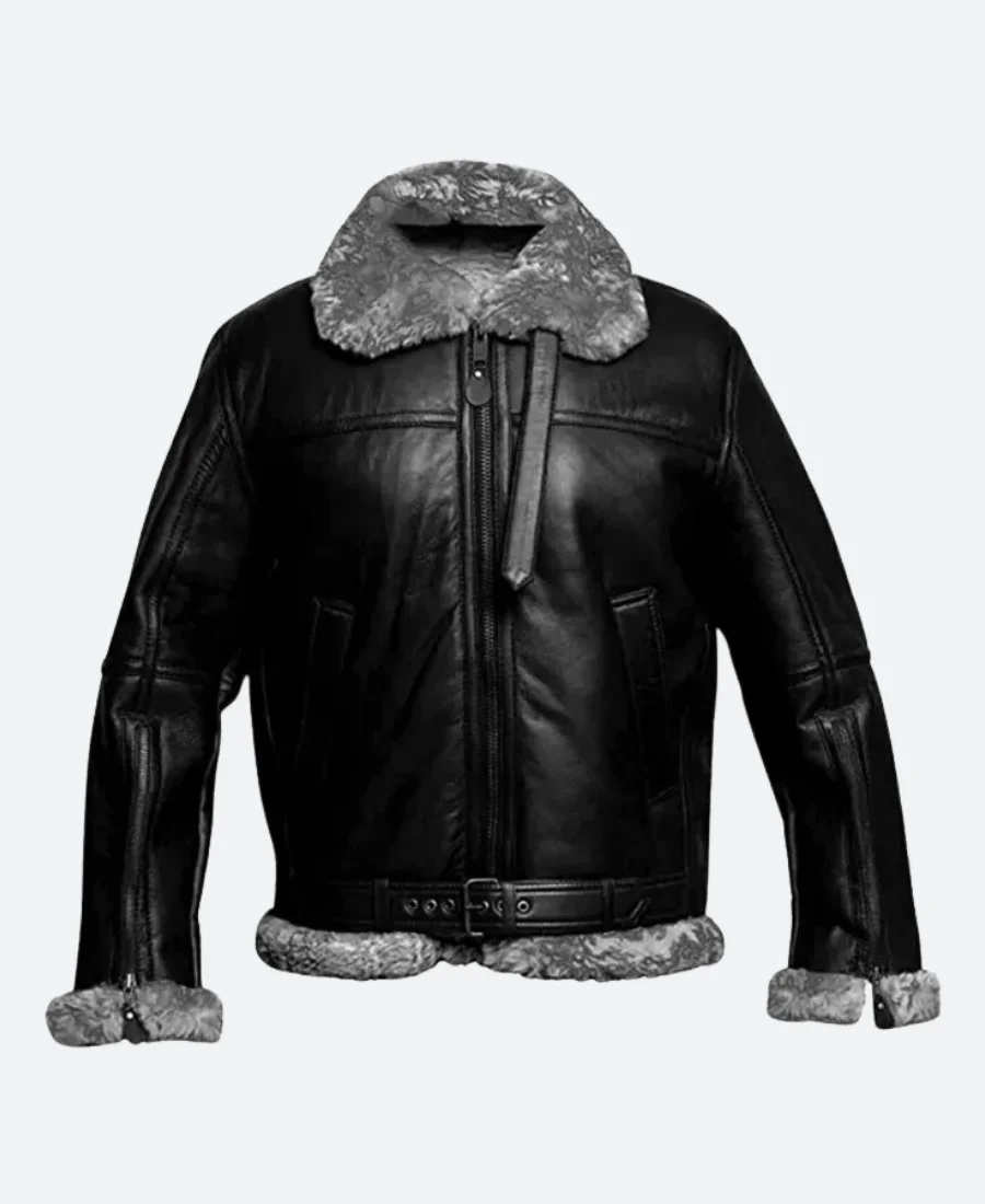 RAF Shearling Leather Aviator Jacket Front Image