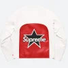 Supreme Vanson Leather Star White Jacket Back Image