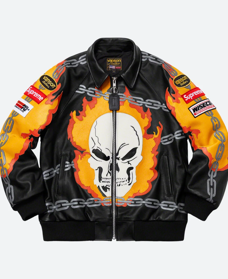 Supreme Vanson X Ghost Rider Leather Jacket Front Image