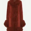 Taylor Swift Chiefs Game Red Fur Coat Front Image