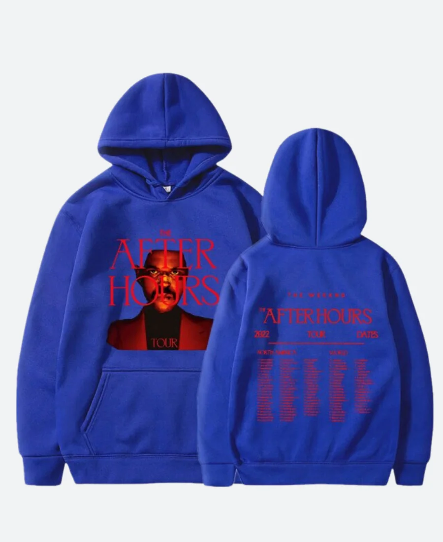 The Weeknd After Hours Blue Hoodie Front & Back Image