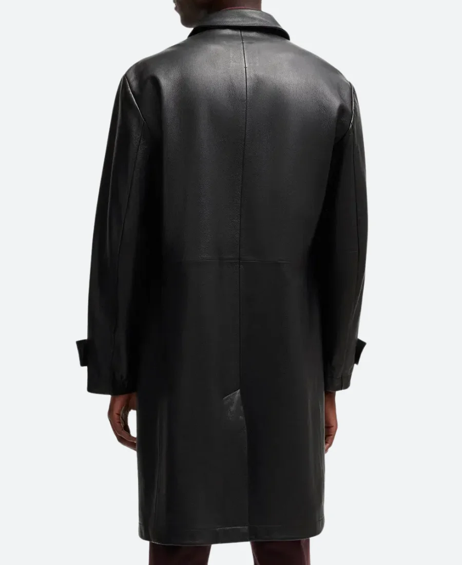 Zayn Malik US Open Leather Trench Coat Back Image