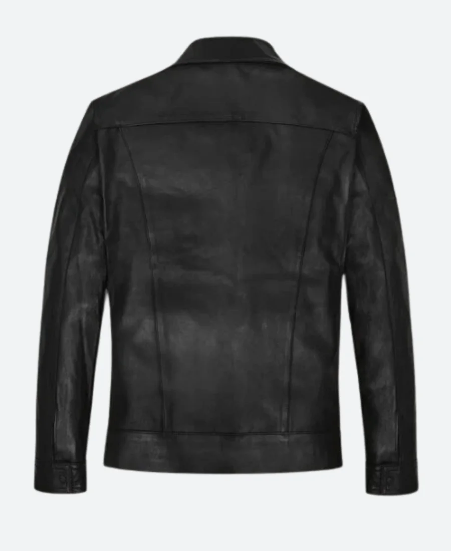 Aaron Taylor Leather Jacket Back Image