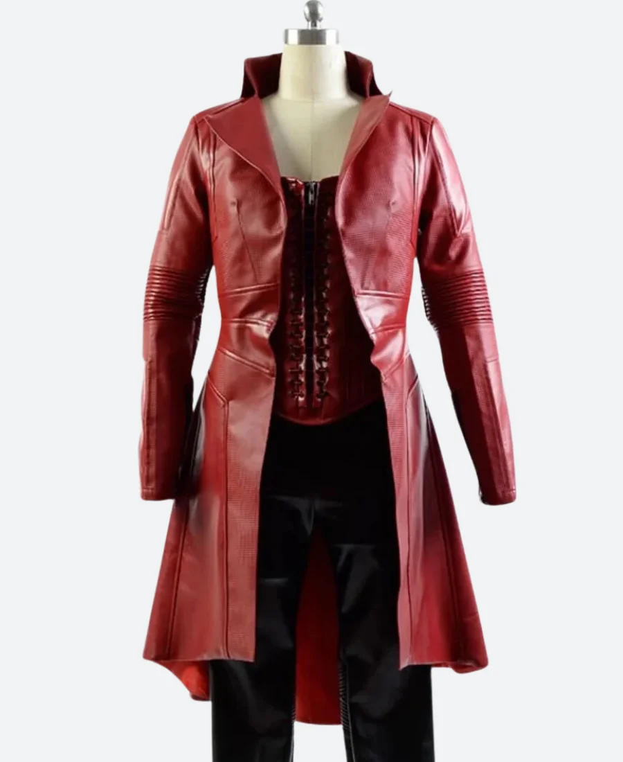 Captain America Civil War Scarlet Witch Leather Coat Front Image