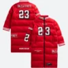 Christian McCaffrey SF 49ers Off Season Puffer Coat Front & Back Image