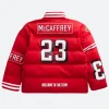 Christian McCaffrey SF 49ers Off Season Puffer Jacket Back Image