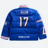 Josh Allen Buffalo Bills Off Season Puffer Jacket Back Image