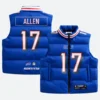 Josh Allen Buffalo Bills Off Season Puffer Vest Front & Baack Image