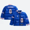 Keon Coleman Buffalo Bills Off Season Puffer Jacket Front & Back Image