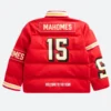 Patrick Mahomes KC Chiefs Off Season Puffer Jacket Back Image