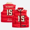 Patrick Mahomes KC Chiefs Off Season Puffer Vest Front & Back Image