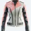 Pink & Black Bikers Leather Jacket Front Image