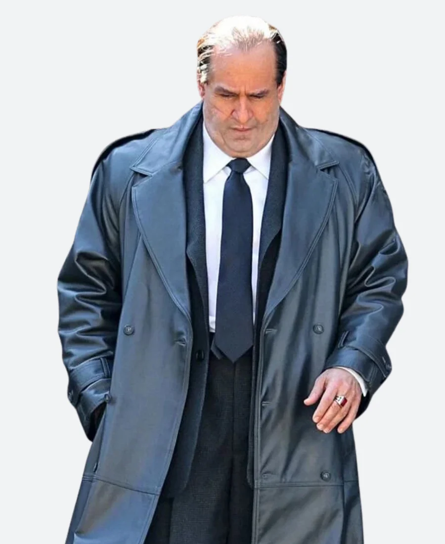 The Penguin Oswald Oz Cobb Leather Trench Coat Front Image