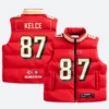 Travis Kelce KC Chiefs Off Season Puffer Vest Front & Back Image