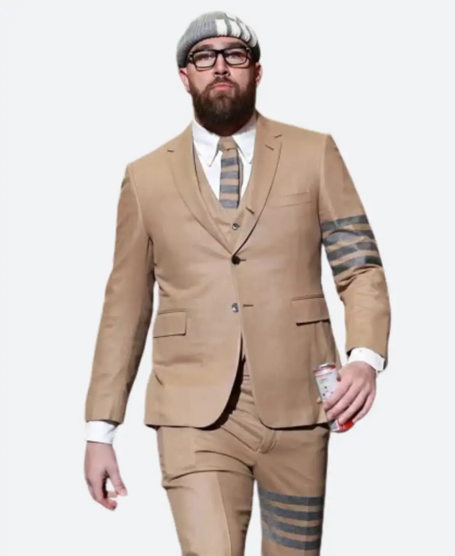 Travis Kelce Thom Browne Striped Blazer