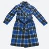 Carrie Preston Elsbeth Blue Plaid Coat Front Image