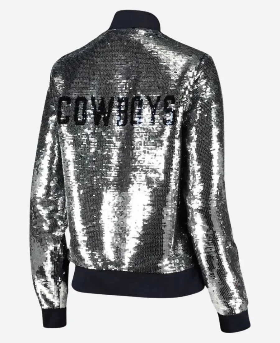 Dallas Cowboys Sequin Jacket Silver Back Image