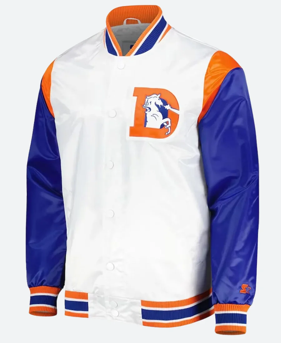 Denver Broncos Throwback Warm Up Varsity Jacket