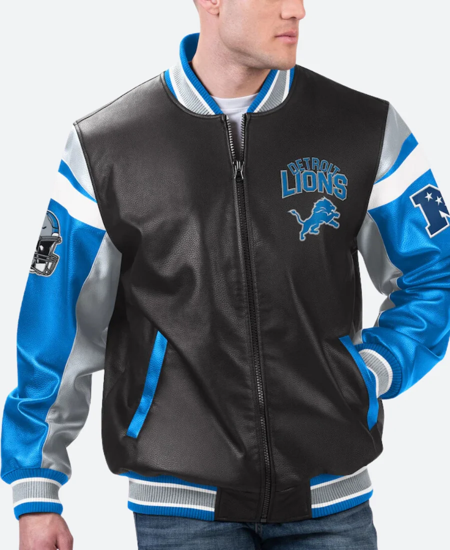 Detroit Lions G III Sports Carl Banks Leather Bomber Jacket