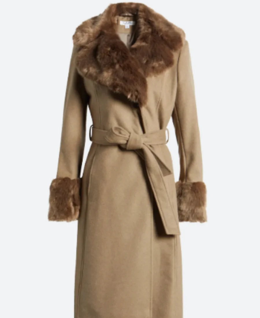 Elementary S04 Barbara Howard Fur Trench Coat Front Image