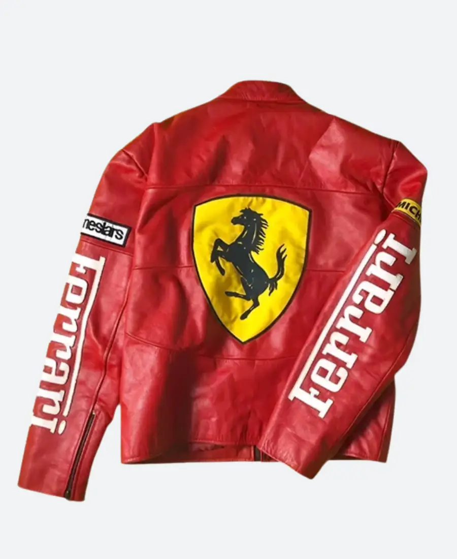 Ferrari Motorcycle Red Racing Leather Jacket