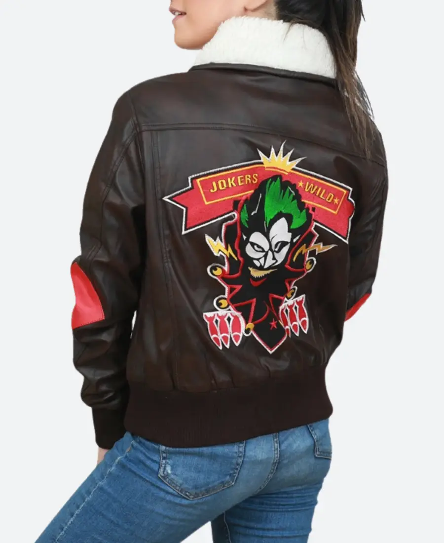 Jokers Wild Harley Quinn Bombshell Leather Jacket