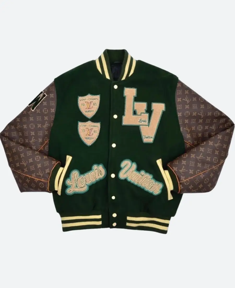 LV Green and Brown Varsity Jacket