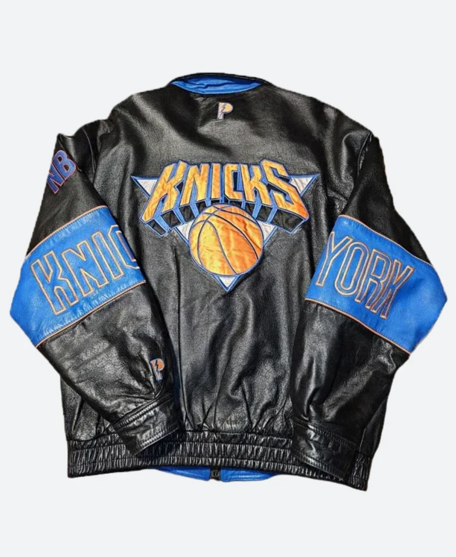 New York Knicks Timothée Chalamet Leather Jacket Back Image