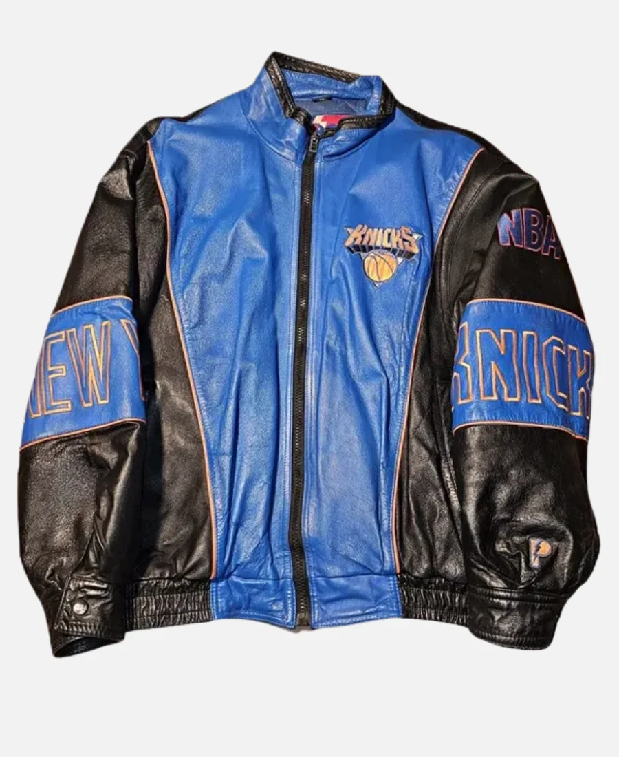 New York Knicks Timothée Chalamet Leather Jacket Front Image